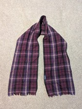 Vintage Woolrich Scarf Purple Plaid Wool Fringe 9x54
