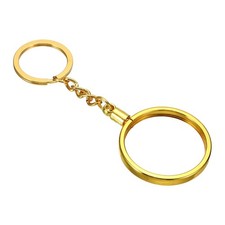 Coin Holder Keychain 40mm Round Medallion Holder with Metal Key Ring Golden