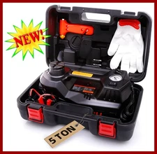 STANDTALL 5 Ton Electric Car Jack Kit 12V Hydraulic Lift With Tire Inflator LED