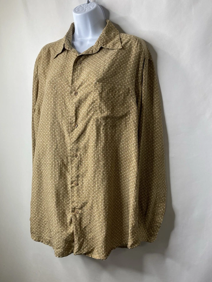 Camisa de negocios vintage Claiborne 100 % seda para hombre talla grande ropa de oficina profesional Foto 2 de 4