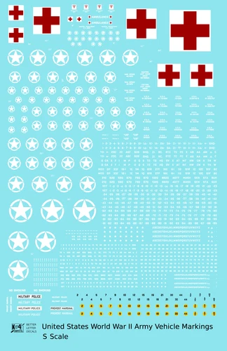 K4 S 1:64 Scale Decals USA World War II Army Jeep Truck Vehicle Circle Star
