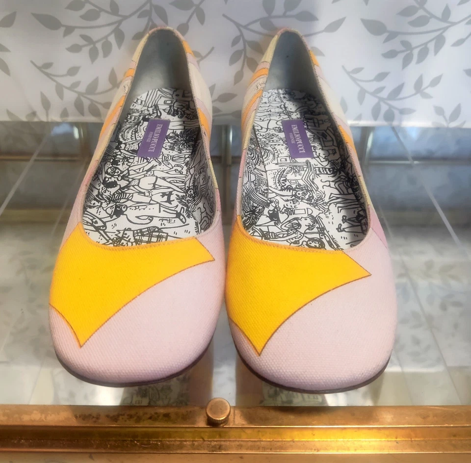 Bomba sin cordones Emilio Pucci años 60/70 Wild Mod seda psicodélica tacón bajo talla 37 😍 Foto 2 de 4