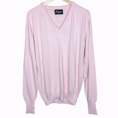 Vintage Hogan NWT NOS Deadstock Light Pink V Neck Golf Sweater Size Large 