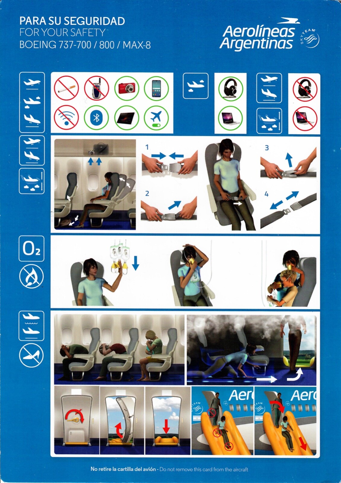 Safety Card AEROLINEAS ARGENTINAS Boeing 737700/800/MAX8 Rev.011 MAR