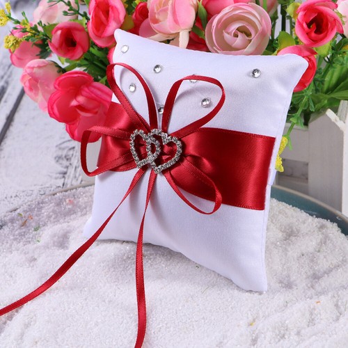 10 X10cm Bride Double Heart Pillow Decor Bridal Wedding Bearer - Picture 3 of 9