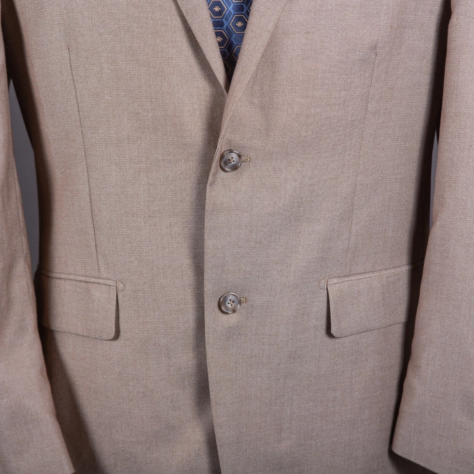 Van Heusen Hombres Traje Chaqueta 42L Blazer Beige Dos Botones Chaqueta de Negocios Foto 3 de 4