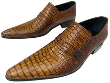 Chelsy Handmade Designer Braun Crocodile Rhinestone Brooch Shoes Pointed