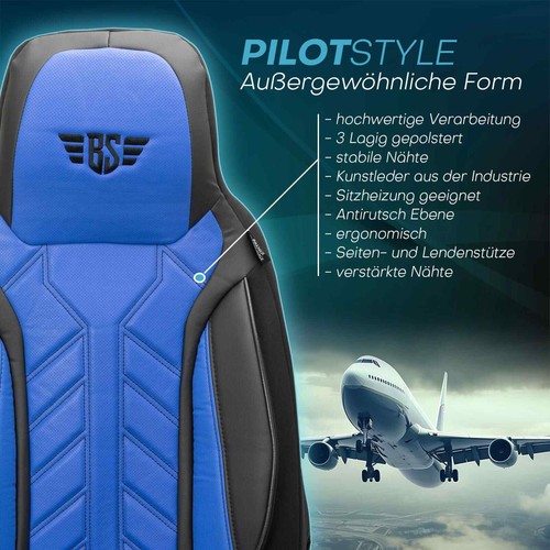 Fundas de asiento de cuero adecuadas para Ford Tourneo Transit Custom (negro-azul) APOL506 - Imagen 4 de 11