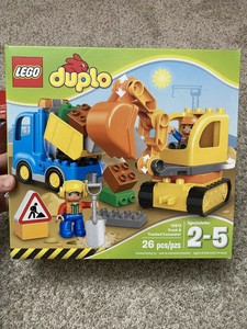 lego 10812 duplo town toy truck and tracked excavator