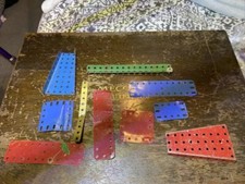 Meccano Made In England Parts Plates Metal Circa 1950s Vintage 10 Pieces Lot 9