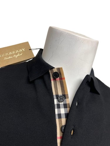 Burberry London mens black nova check placket cotton horse logo polo shirt large - Picture 2 of 6