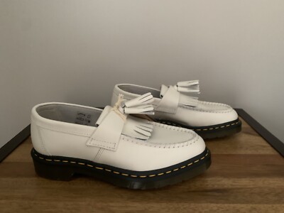 Women's Dr Martens Adrian YS White Smooth Leather Tassel