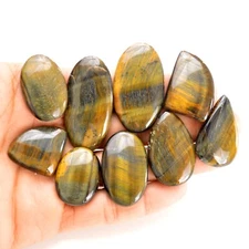 9Pcs 343Cts Natural Tiger Eye Cabochon Loose Gemstone Lot 26x20-43x23mm#14295