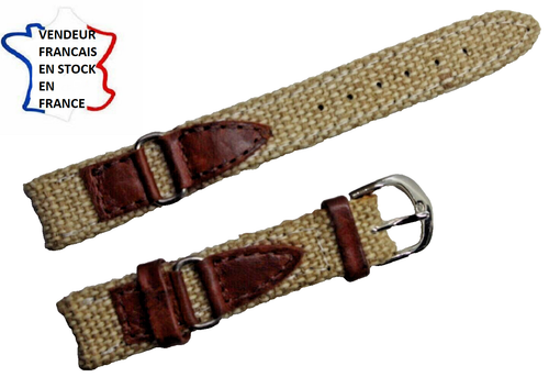 Sandtuhr Bracelet de montre en cuir d'autruche véritable 17 mm compatible avec boucle déployante Jaeger - Couleur marron naturel