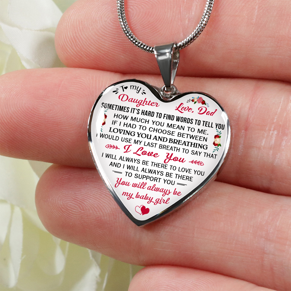 To My Daughter Gift Heart Pendant Necklace For Baby Girl Father to Daughter  Gift