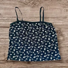 Esprit De Corps Size Large White Flowers Blue Tank