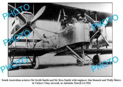 OLD LARGE PHOTO ROSS & KEITH SMITH VICKERS VIMY 1920 ADELAIDE SOUTH AUSTRALIA