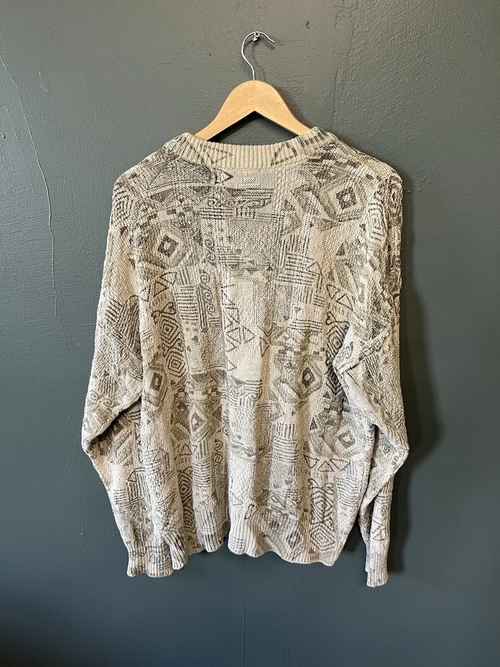 Vintage Structure Mens Brown Pullover Knitted Aztech Print Sweatshirt Size Small - Image 2 of 3