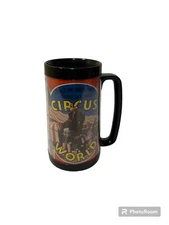 Vintage Circus World Thermo-Serv Mug Barnum & Bailey Baraboo Wisconsin 16oz USA