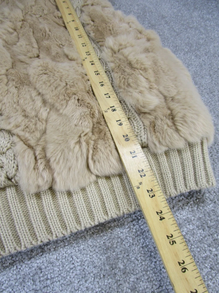 Chaleco Hiche Mujer Pequeño Beige Conejo Forrado Completo Tejido Foto 4 de 4