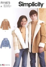 Simplicity R11873 UNISEX Hooded, Double-Breasted Jacket Sz 7-14 UNCUT S9832