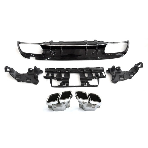 For 15-21 Benz W205 AMG-Line C-Class Sedan C63 Style Rear Diffuser W/Exhaust Tip - Picture 9 of 10