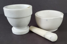 VTG 3 Piece Pestle & Mortar Set, Marble & Ceramic