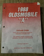 Oldsmobile A 1988 Cutlass Ciera Parts & Illustrations Catalog 20JS-1589-Y12