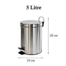 Image of STAINLESS STEEL SILVER KITCHEN BATHROOM TOILET RUBBISH PEDAL BIN 3 5 12 & 20L