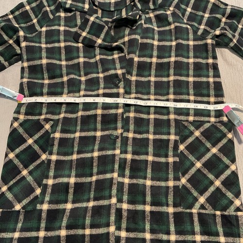 Active USA Long Plaid Jacket in Green Black Size Large - Picture 8 of 9
