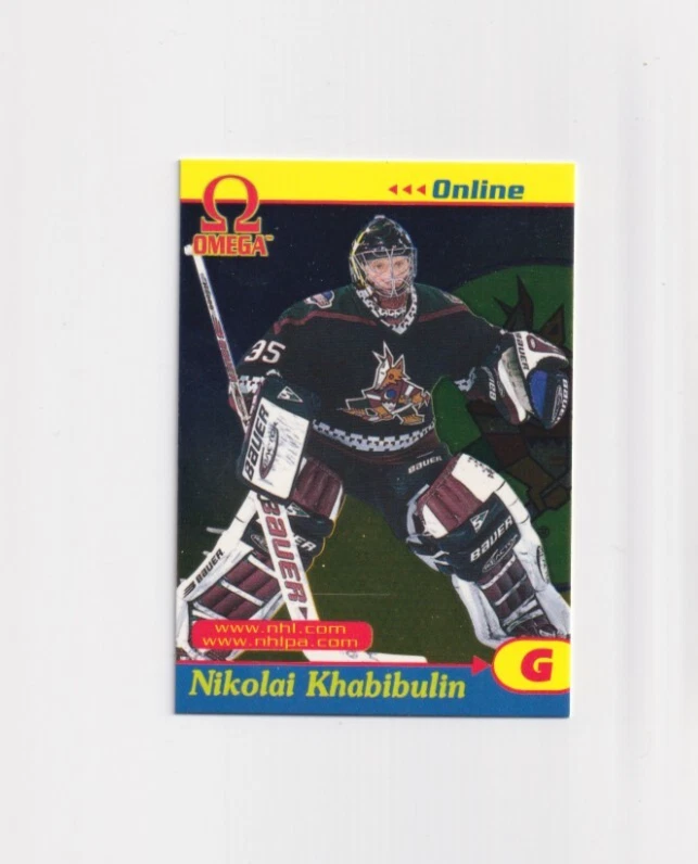 1998-99 Pacific Omega ONLINE insert # 28 Nikolai Khabibulin COYOTES GOALIE - Image 3 of 3
