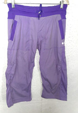 Lululemon DANCE STUDIO Mid Rise Cropped PANTS Purple Elastic Waist Drawstring