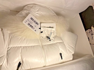 white moncler coat with fur