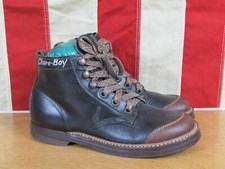 Vintage 1940s 'Chore Boy' Leather Work Boots Boys Black/Brown NOS 8"Length Nice 