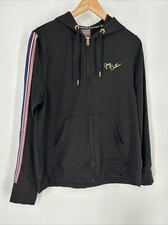 Juicy Couture Full Zip Hoodie Ribbon Glitter Sleeve Sweatshirt Sz XL Black Y2K