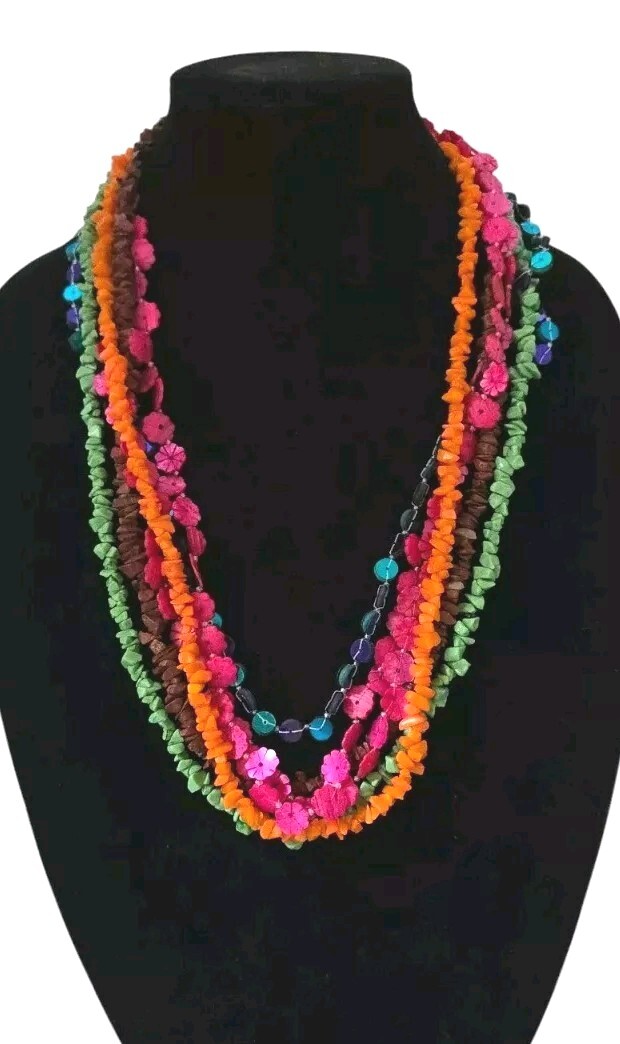 Artisan Design Multi Strand Stones, Shell & Acryl… - image 2