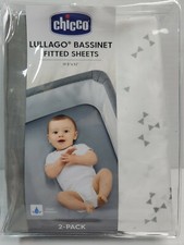 Chicco LullaGo  Bassinet 2-Pack Polyester Fitted Sheets 19.5"x32" Grey Triangle