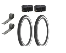 ALTALINE Bicycle 20" x 1.75" Black/White All Brick Tread (2) TIRE,TUBE,&RIMSTRIP