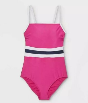 All in Motion  ~ Women Small (4-6) ~ Cranberry Stripe/AG695 ~ One Piece Swimsuit