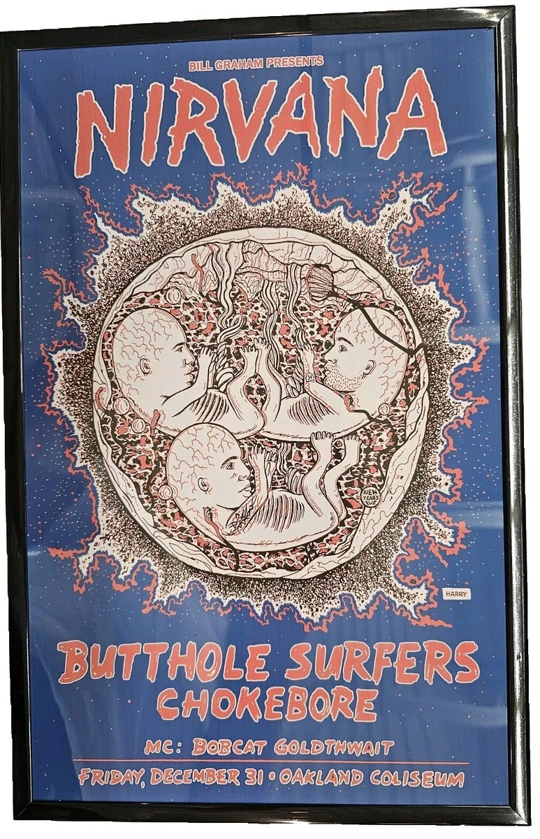 Nirvana 1993 Oakland, CA Concert Poster 11 X 17 Framed | eBay