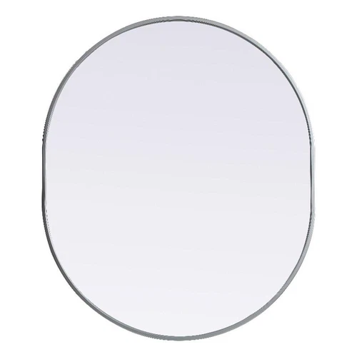 Elegant Decor Asha 30x36" Oval Modern MDF Wood/Iron Mirror in Silver - Picture 1 of 11