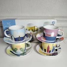 Studio Nova Around the World Cups with Saucers Set of 4 Espresso Coffee 4 oz