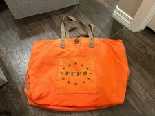 Feed Target Xl Canvas Tote Womens Orange Two Shoulder Straps Clasp Closure
