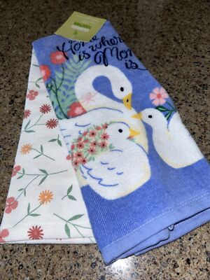 Celebrate Together  2  Spring Kitchen Towels Home is where Mom is''  Mother's Day
