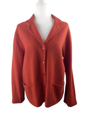 Josephine Chaus Size Medium Wool Orange Cardigan Long Sleeve Sweater W/Pockets 