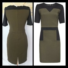 Mango Suit by MNG Green Black Color Block  Sheath Dress ~ M M3020