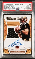 DREW BREES 2013 Panini Crown Royale Gold Silhouette Patch Auto #15/15 PSA 9