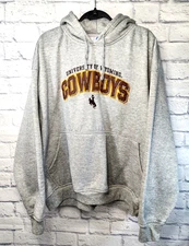 NCAA Men's Gray Wyoming Cowboys Football Baseball L/S Stitched Hoodie 3XL