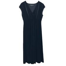 Velvet Maxi Dress Womens 10 Black Empire Waist Whimsigoth Goth Witchy