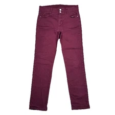Apt 9 Slim Straight Jeans 10 Burgundy Wine Comfort Denim Womens Measures 31 x 28